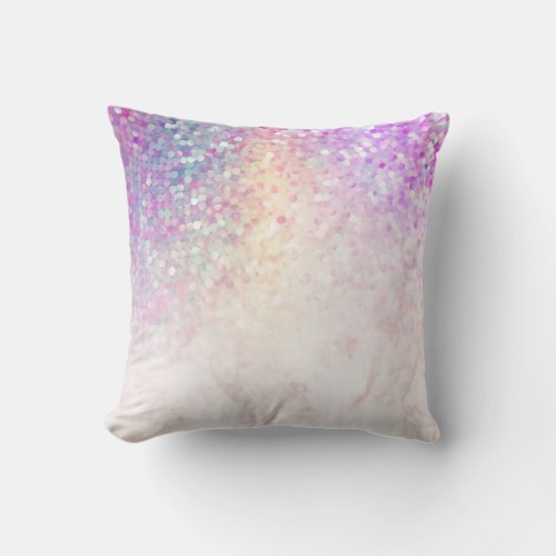 Rose_Gold Marble Ombre  Colorful Glitter Throw Pillow