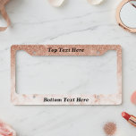 Rose Gold Marble Ombre Custom Text glitter License Plate Frame<br><div class="desc">This design may be personalized in the area provided by changing the photo and/or text. Or it can be customized by clicking Personalize this Template and then choosing the click to customize further option and delete or change the color of the background, add text, change the text color or style,...</div>