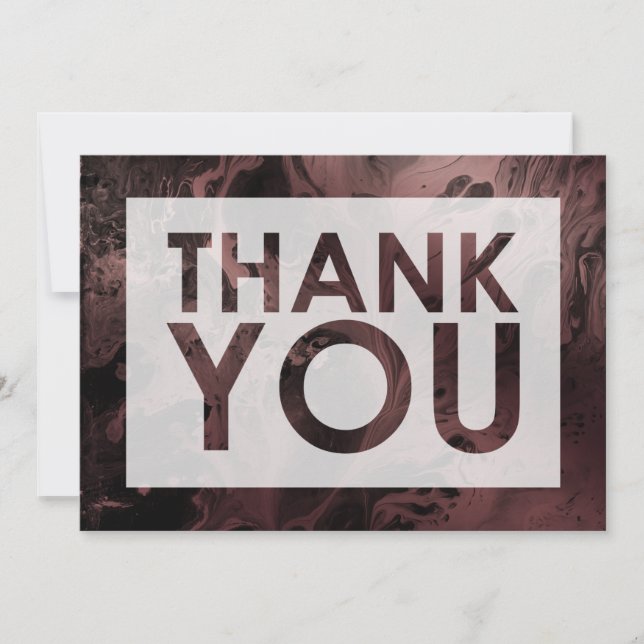 Rose Gold Marble Over Black with Cutout Thank You Card (Front)