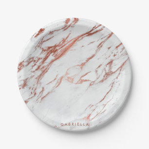 Rose Gold Marble Paper Plates