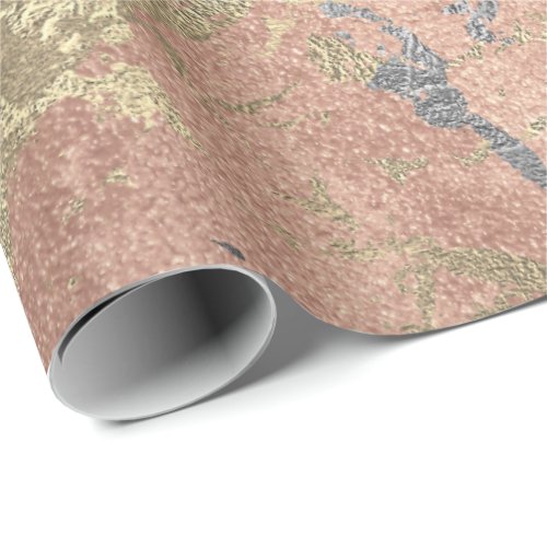Rose Gold Marble Peach Blush Gray Abstract Wrapping Paper