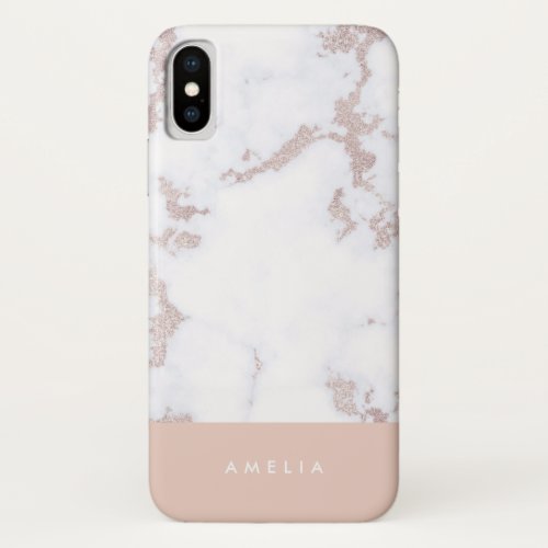 Rose Gold Marble Personalized iPhone XS Case