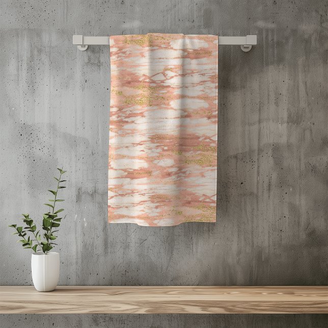 Rose Gold Marble Pink Stone Bath Towels (Creator Uploaded)