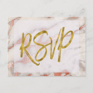 Rose Gold Marble RSVP Wedding Invitation Reply