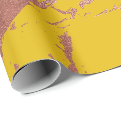 Rose Gold Marble Shiny Lemon Abstract Mustard Wrapping Paper