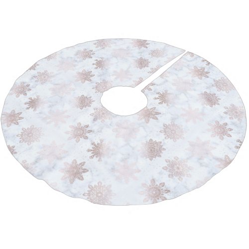 Rose Gold  Marble Snowflake Christmas Pattern Brushed Polyester Tree Skirt