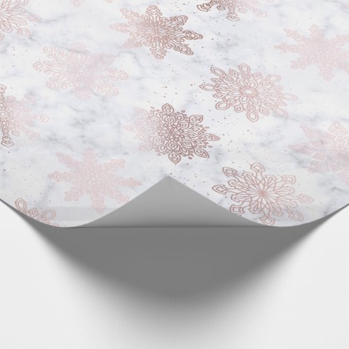 Rose Gold  Marble Snowflake Christmas Pattern Wrapping Paper