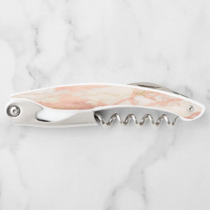 Rose Gold Marble Stone Elegant Pretty Waiter's Corkscrew