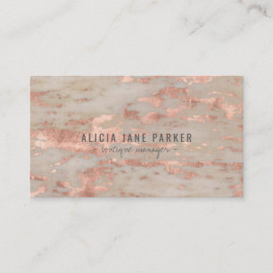 Rose gold marble stone grey boutique manager business card