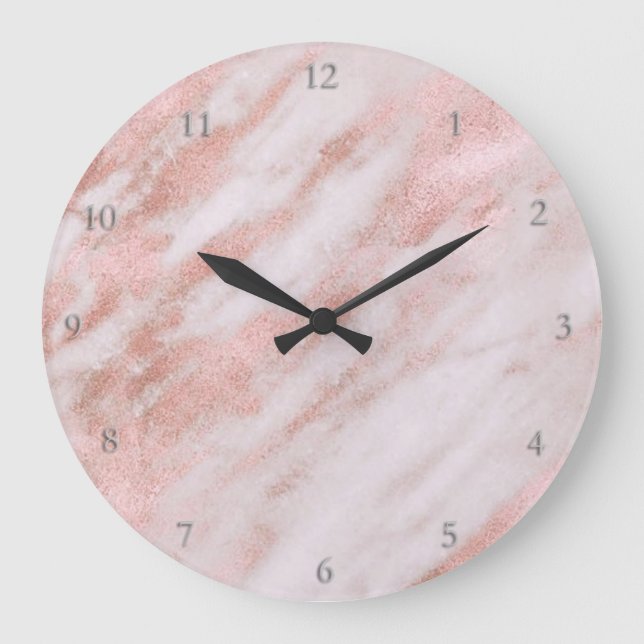 rose gold marble stone large clock (Front)