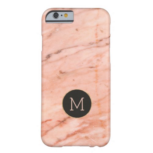 Rose_gold marble stone print monogram barely there iPhone 6 case