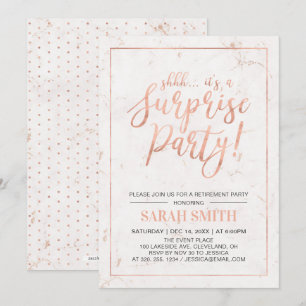 Rose Gold & Marble Surprise Retirement Party Invitation