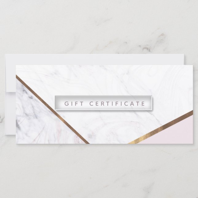 Rose Gold Marble Swirl & Blush Gift Certificate (Front)