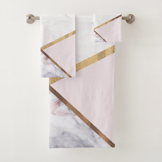 Rose Gold Marble Swirl & Blush Pink Bronze Glam Bath Towel ...