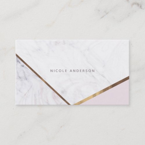 Rose Gold Marble Swirl  Blush Pink Bronze Glam Business Card