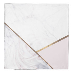 Rose Gold Marble Swirl & Blush Pink Bronze Glam Duvet Cover