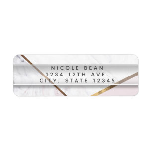 Rose Gold Marble Swirl & Blush Pink Bronze Glam Label