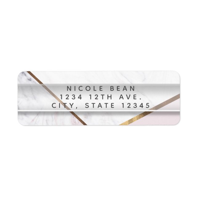 Rose Gold Marble Swirl & Blush Pink Bronze Glam Label (Front)
