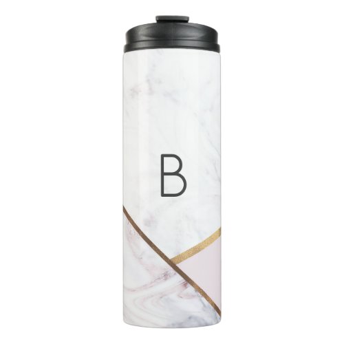 Rose Gold Marble Swirl  Blush Pink Bronze Glam Thermal Tumbler