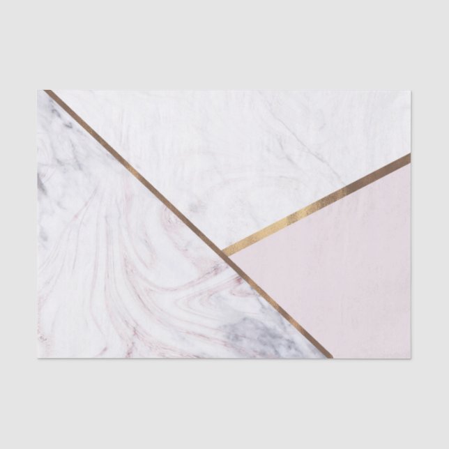 Rose Gold Marble Swirl & Blush Pink Bronze Glam Tissue Paper (Front)