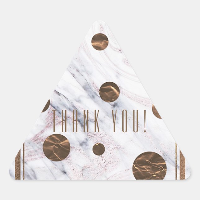 Rose Gold Marble Swirl Bronze Copper Party Favor Triangle Sticker (Front)