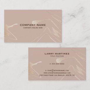 Rose-gold marble swirls background business card