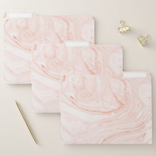 Rose-gold marble swirls background file folder