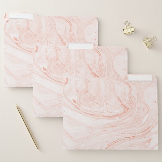 Rose-gold marble swirls background file folder (Set)