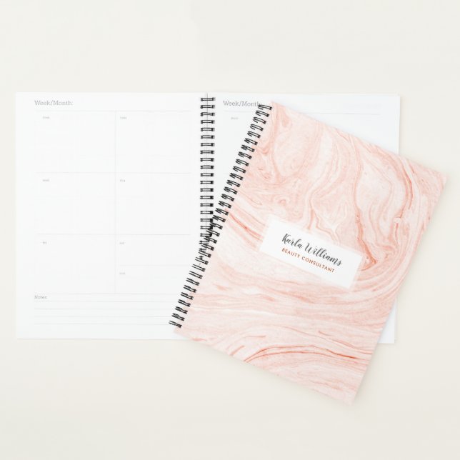 Rose-gold marble swirls planner (Display)