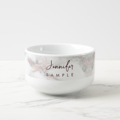 Rose Gold Marble Template Typography Name Monogram Soup Mug