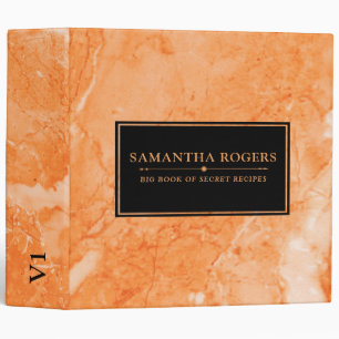Rose-Gold Marble Texture Black Accent Binder