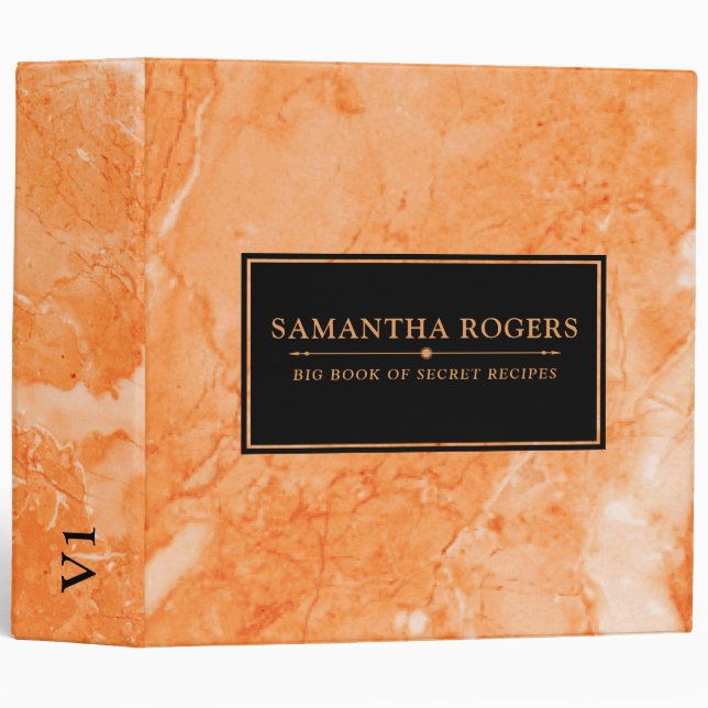 Rose-Gold Marble Texture Black Accent Binder (Front/Spine)
