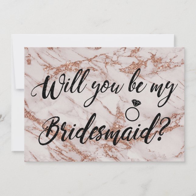 Rose Gold Marble Texture Bridesmaid Proposal Invitation (Front)