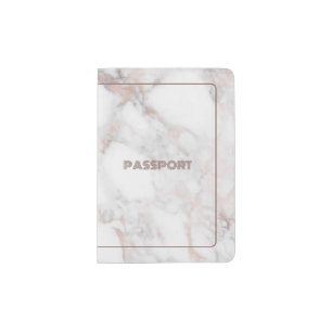 Rose gold marble texture image passport holder
