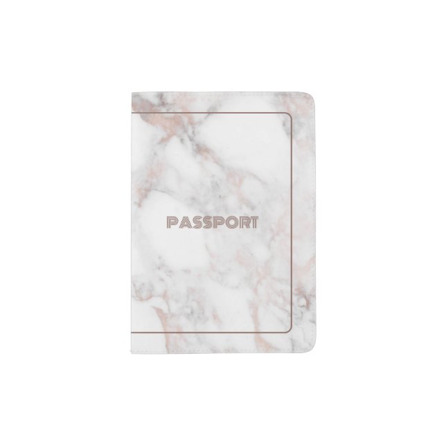 Rose gold marble texture image passport holder (Front)