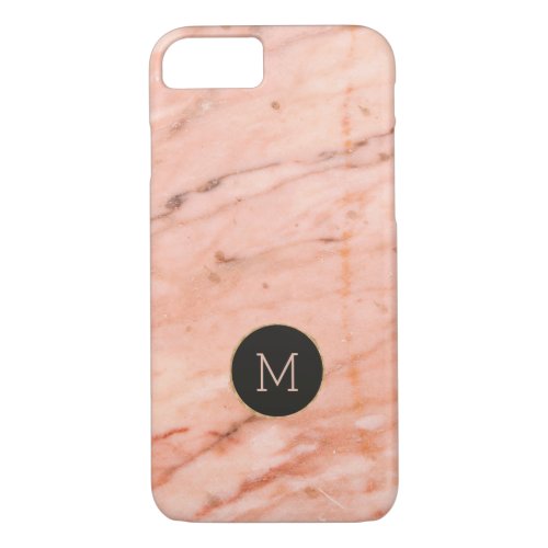 Rose_gold marble texture monogram iPhone 87 case