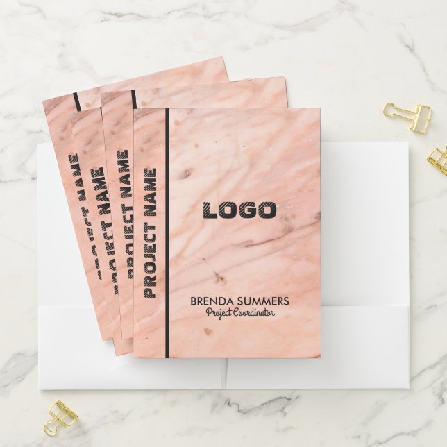 Rose-gold Marble Texture Pocket Folder (In Situ)