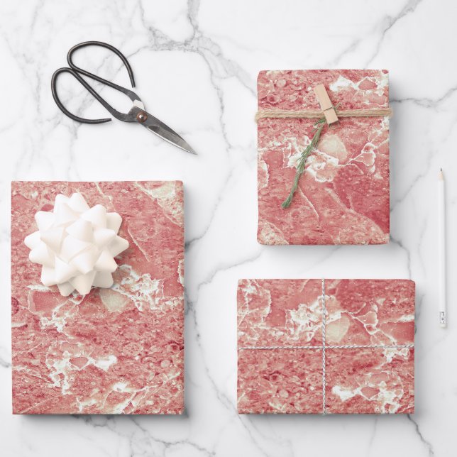 Rose Gold Marble Texture Wrapping Paper Sheets (Front)