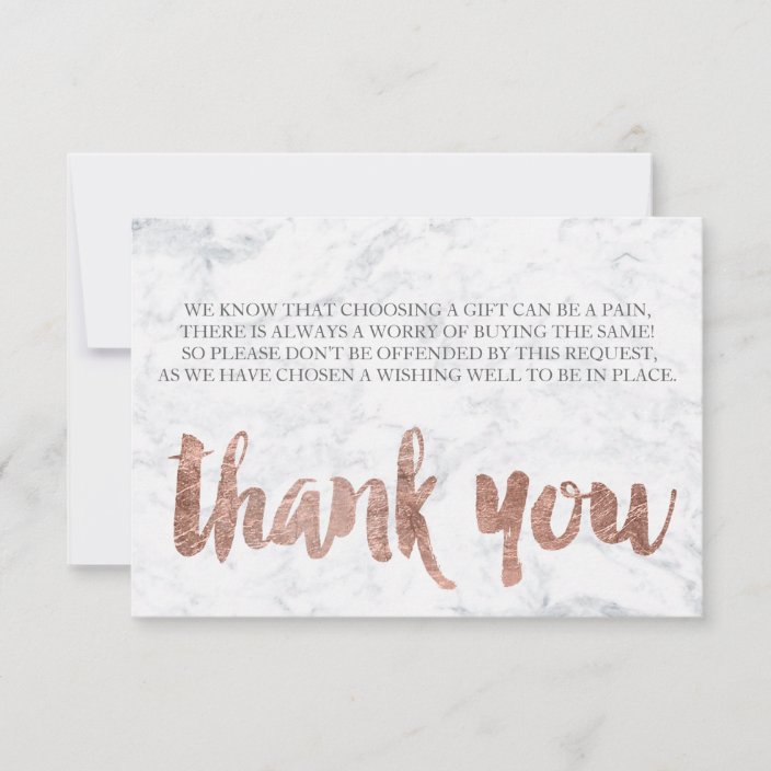 Rose Gold Marble Thank You Gift Card 2 Zazzle Com