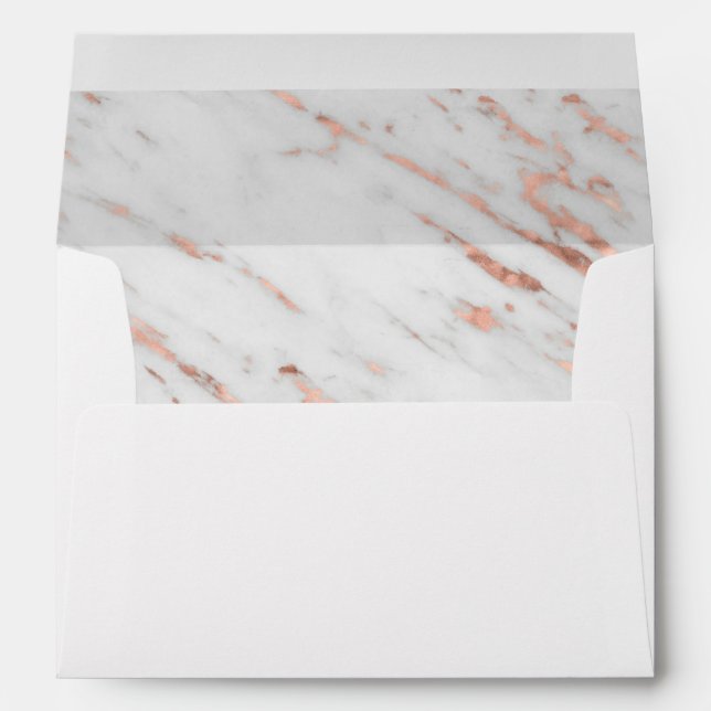 Rose Gold Marble Wedding Invitation Envelope (Back (Bottom))