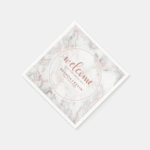 Rose-Gold Marble Welcome Typography Napkins