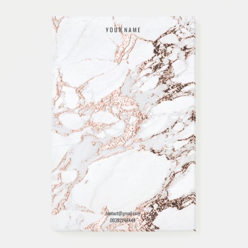 Rose Gold Marble White Gray Copper Lux Name Adress Post_it Notes