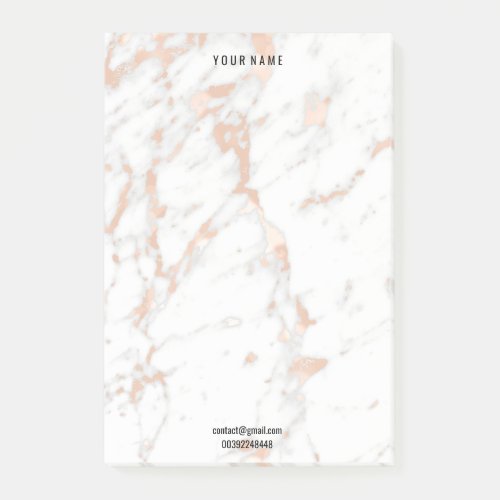 Rose Gold Marble White Gray White Lux Name Adress Post_it Notes