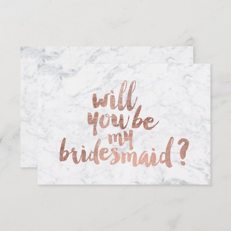 Rose gold marble Will you be my Bridesmaid Invitation | Zazzle