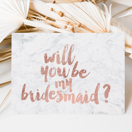 Rose Gold Marble Will You Be My Bridesmaid Invitation