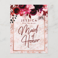 Rose Gold Marble Will You Be My Maid of Honor