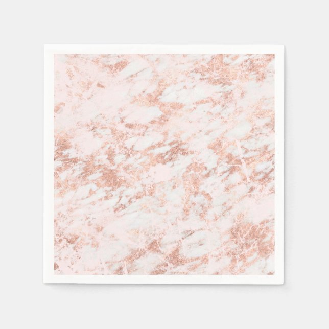 Rose Gold Marbled Elegant Modern Wedding Napkins (Front)