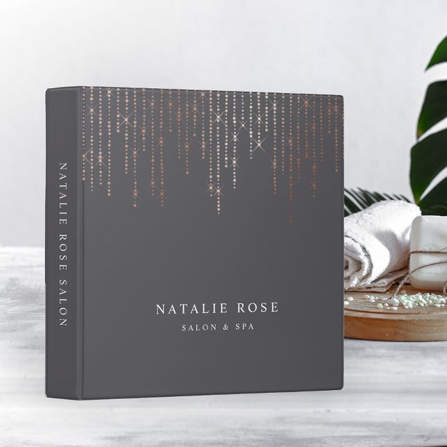 Rose Gold Marquee Personalized 3 Ring Binder (Creator Uploaded)