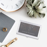 Rose Gold Marquee | Personalized Business Card Case<br><div class="desc">Elegant business card holder features your name and/or business name in classic white lettering on a rich medium gray background with cascading strands of faux rose gold foil string lights.</div>