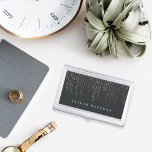 Rose Gold Marquee | Personalized Business Card Case<br><div class="desc">Elegant business card holder features your name and/or business name in classic white lettering on a rich soft black background with cascading strands of faux rose gold foil string lights.</div>